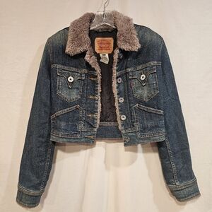 Signature by Levi Strauss Blue Jean Jacket with Faux Fur Collar